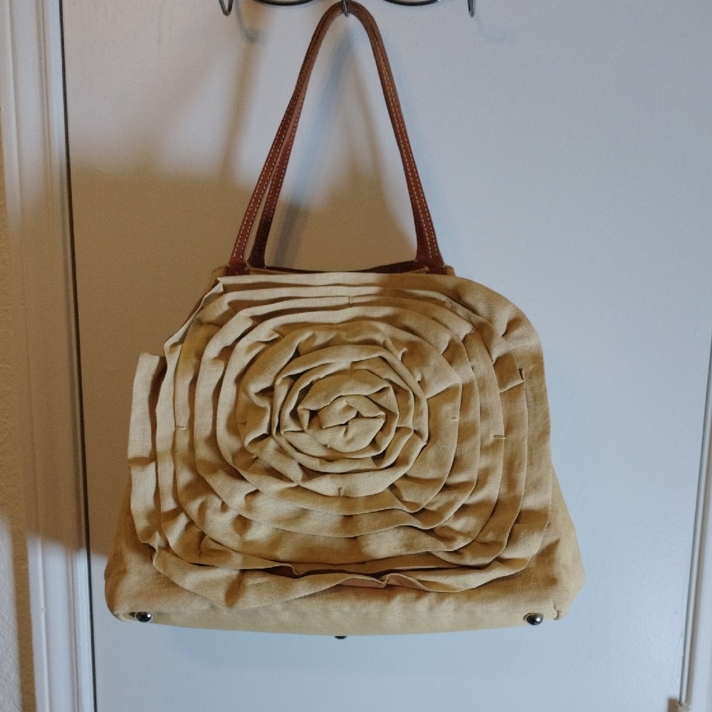 Valentino Garavani Tan Tote Bag with Brown Handles